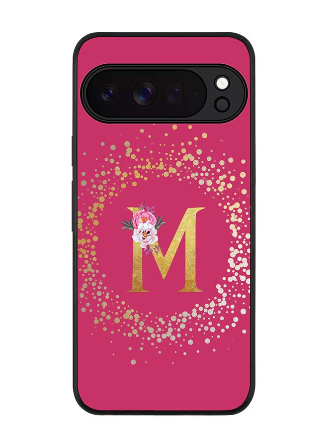 For Google Pixel 10 Pro Case,Slim fit Camera Protection, Shockproof Thin Phone cover  - Custom Monogram Floral - M ( Deep Pink )